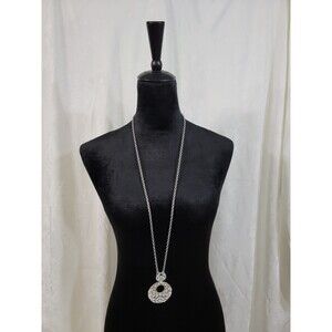 Long Silver Colored Pendant Necklace